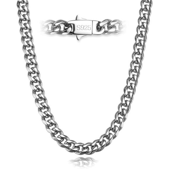 Width 5mm Length 22 Inches Silver 316L Stainless Steel Based Necklace for Men